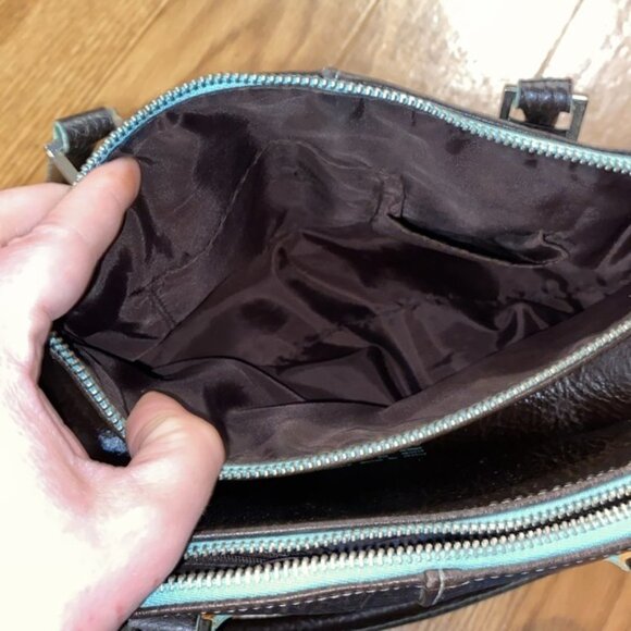 Matt & Nat Vegan Brown Green Leather Handbag Vintage 90’s Women’s - Picture 8 of 15